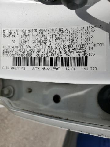 3TMJU62N78M053968 - 2008 TOYOTA TACOMA DOUBLE CAB PRERUNNER WHITE photo 12