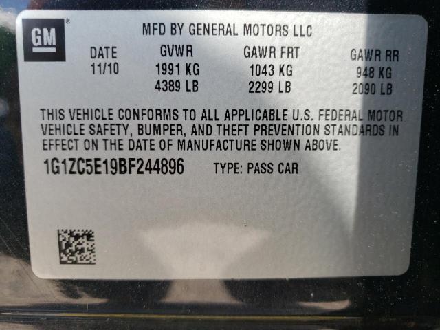 1G1ZC5E19BF244896 - 2011 CHEVROLET MALIBU 1LT შავი ფოტო 12