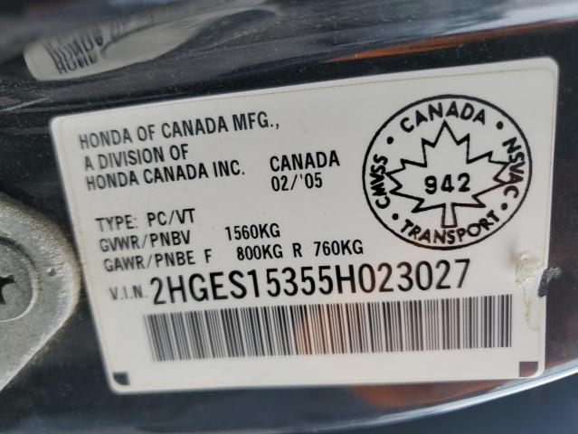 2HGES15355H023027 - 2005 HONDA CIVIC DX VP Qara foto 12