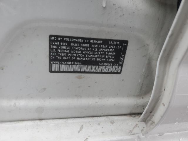 WVWBP7AN0GE516895 - 2016 VOLKSWAGEN CC BASE WHITE photo 12