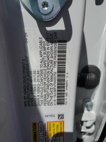 19UUB5F47RA000752 - 2024 ACURA TLX TECHNOLOGY WHITE photo 12