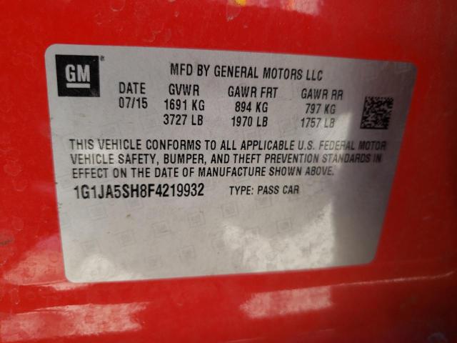 1G1JA5SH8F4219932 - 2015 CHEVROLET SONIC LS RED photo 13