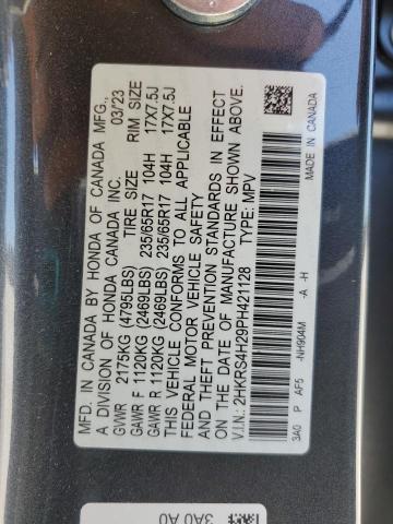 2HKRS4H29PH421128 - 2023 HONDA CR-V LX BLUE photo 14