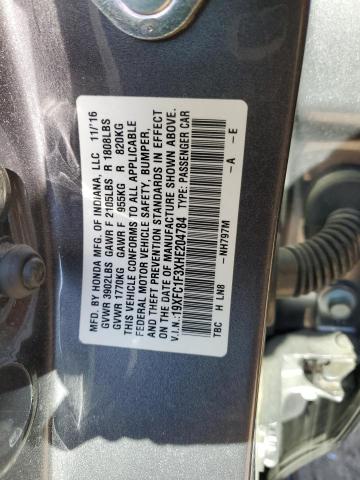 19XFC1F3XHE204784 - 2017 HONDA CIVIC EX GRAY photo 12