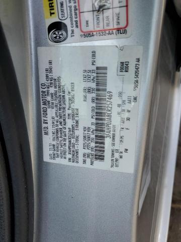 3FAHP0JA8CR257469 - 2012 FORD FUSION SEL SILVER photo 12