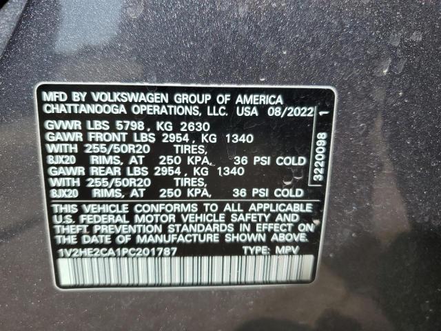 1V2HE2CA1PC201787 - 2023 VOLKSWAGEN ATLAS CROS SE Szary zdjęcie 12