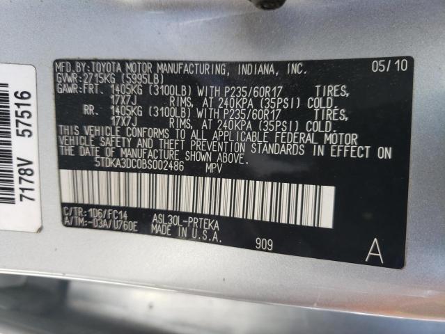 5TDKA3DC0BS002486 - 2011 TOYOTA SIENNA BASE SILVER photo 14