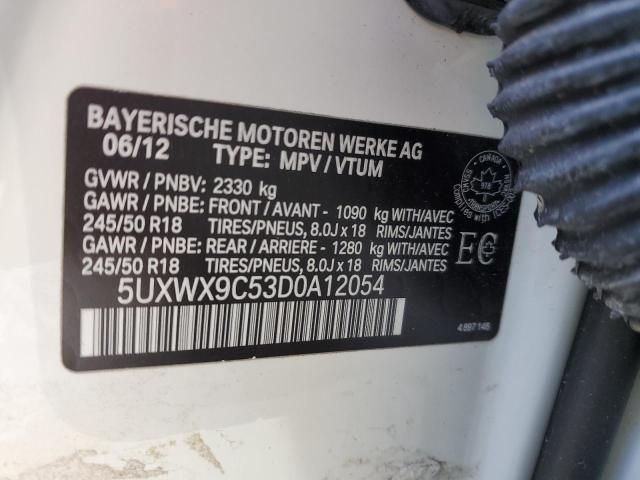 5UXWX9C53D0A12054 - 2013 BMW X3 XDRIVE28I WHITE photo 14