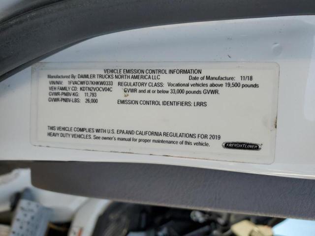 1FVACWFD7KHKW0333 - 2019 FREIGHTLINER M2 106 MEDIUM DUTY WHITE photo 10