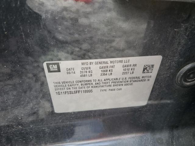 1G11F5SL6FF118995 - 2015 CHEVROLET MALIBU LTZ ნაცრისფერი ფოტო 12