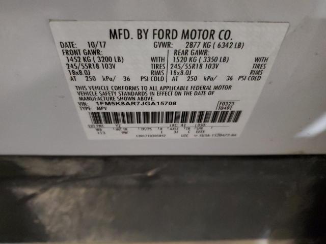 1FM5K8AR7JGA15708 - 2018 FORD EXPLORER POLICE INTERCEPTOR 白色 照片 13