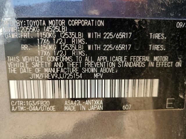 JTMZFREV9JJ725154 - 2018 TOYOTA RAV4 LE ნაცრისფერი ფოტო 14