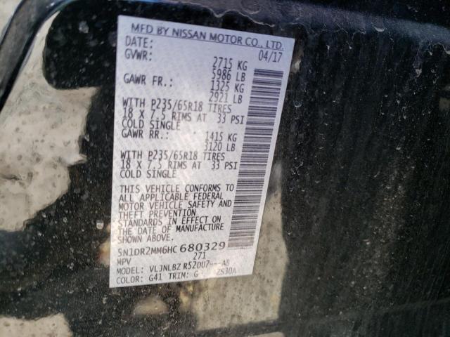 5N1DR2MM6HC680329 - 2017 NISSAN PATHFINDER S BLACK photo 14