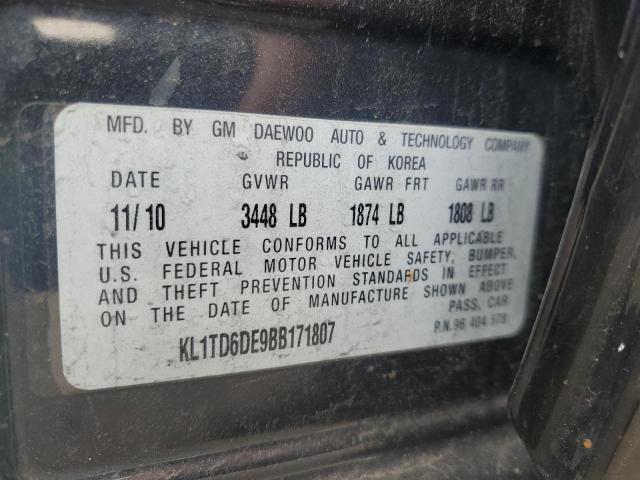 KL1TD6DE9BB171807 - 2011 CHEVROLET AVEO LS 黑色 照片 12