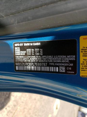 WBS2U7C07L7E69787 - 2020 BMW M2 COMPETITION ლურჯი ფოტო 12