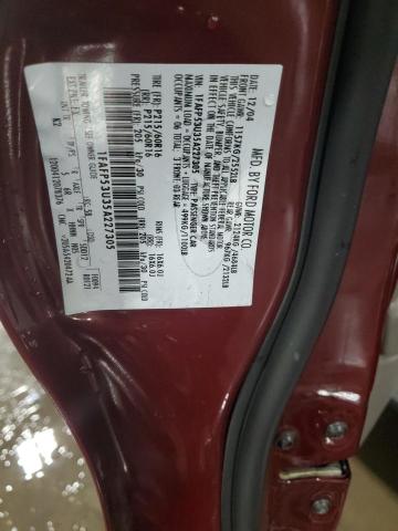 1FAFP53U35A227305 - 2005 FORD TAURUS SE MAROON photo 12