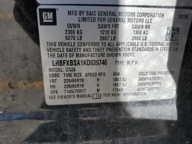 LRBFXBSA1KD039746 - 2019 BUICK ENVISION PREFERRED 黑色 照片 13