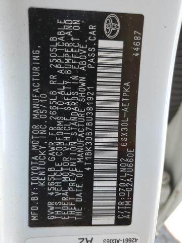 4T1BK3DB7BU381921 - 2011 TOYOTA AVALON BASE 白色 照片 12