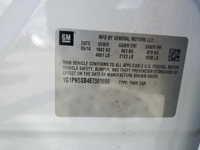 1G1PK5SB4E7381699 - 2014 CHEVROLET CRUZE LT WHITE photo 12