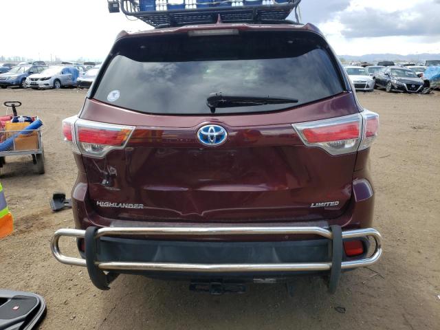 5TDDCRFH4GS017031 - 2016 TOYOTA HIGHLANDER HYBRID LIMITED RED photo 6