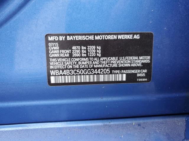 WBA4B3C50GG344205 - 2016 BMW 435 XI GRAN COUPE BLUE photo 12