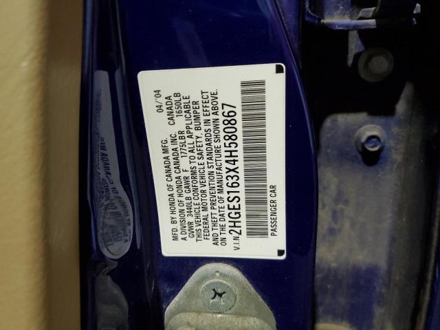 2HGES163X4H580867 - 2004 HONDA CIVIC DX VP Mavi foto 12