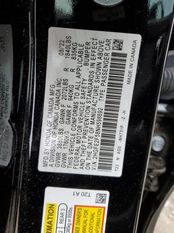 2HGFE2F58NH598692 - 2022 HONDA CIVIC SPORT 黑色 照片 12