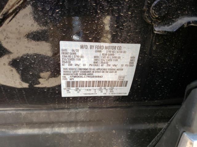 1FM5K8LC7NGB56843 - 2022 FORD EXPLORER KING RANCH BLACK photo 14