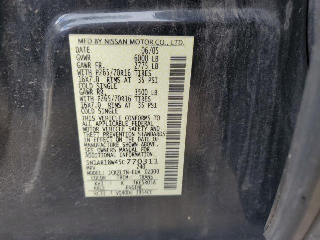 5N1AR18W45C770311 - 2005 NISSAN PATHFINDER LE 黑色 照片 13