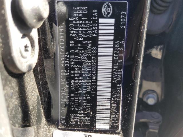 4T1S11AK4RU257188 - 2024 TOYOTA CAMRY SE NIGHT SHADE BLACK photo 12