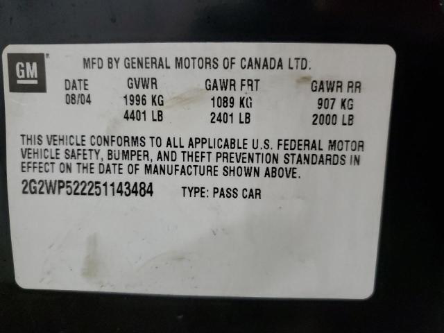 2G2WP522251143484 - 2005 PONTIAC GRAND PRIX 黑色 照片 13