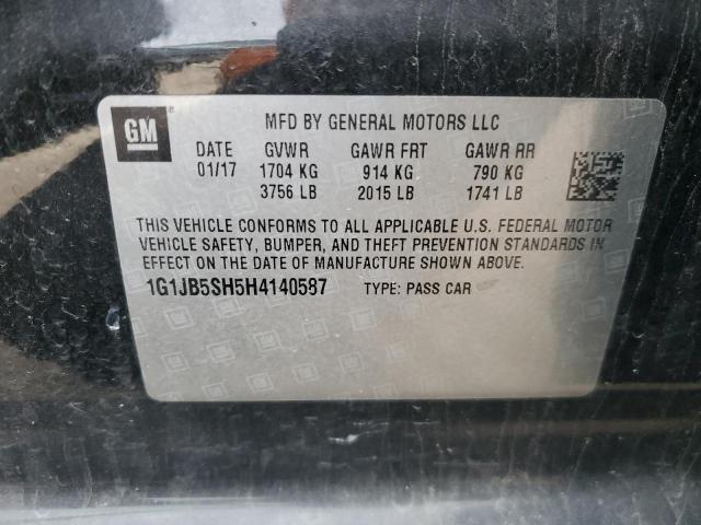 1G1JB5SH5H4140587 - 2017 CHEVROLET SONIC LS BLACK photo 12