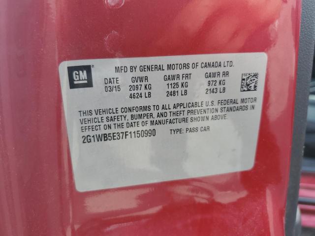 2G1WB5E37F1150990 - 2015 CHEVROLET IMPALA LIM LT RED photo 12