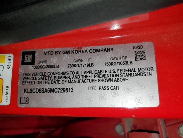 KL8CD6SA6MC729613 - 2021 CHEVROLET SPARK 1LT RED photo 12