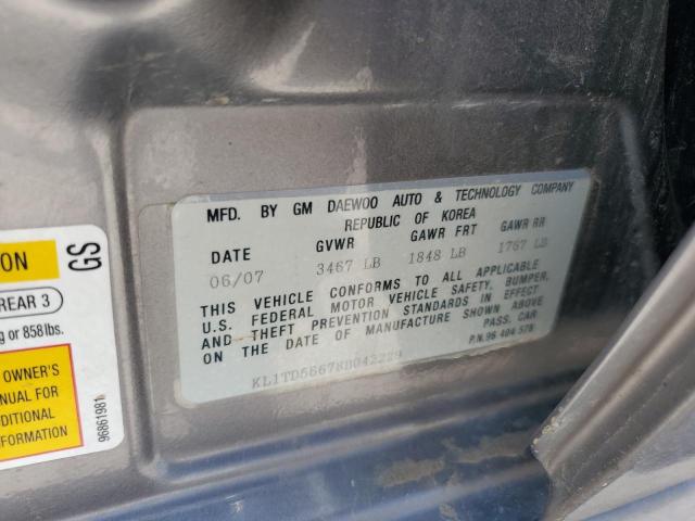 KL1TD56678B042229 - 2008 CHEVROLET AVEO BASE Boz foto 12