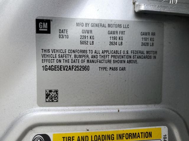 1G4GE5EV2AF252960 - 2010 BUICK LACROSSE CXS SILVER photo 13