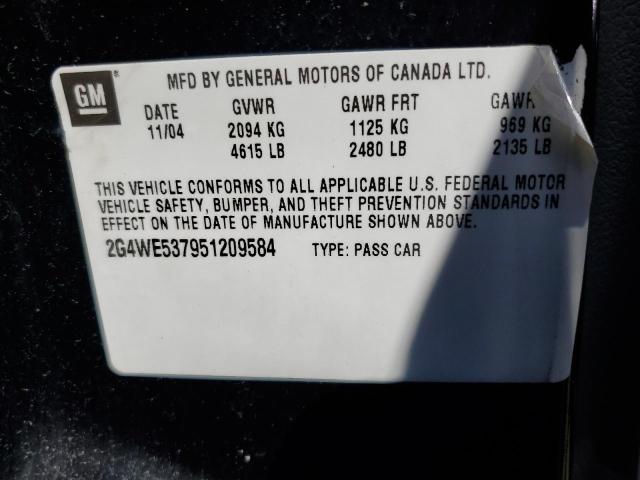 2G4WE537951209584 - 2005 BUICK LACROSSE CXS BLACK photo 12