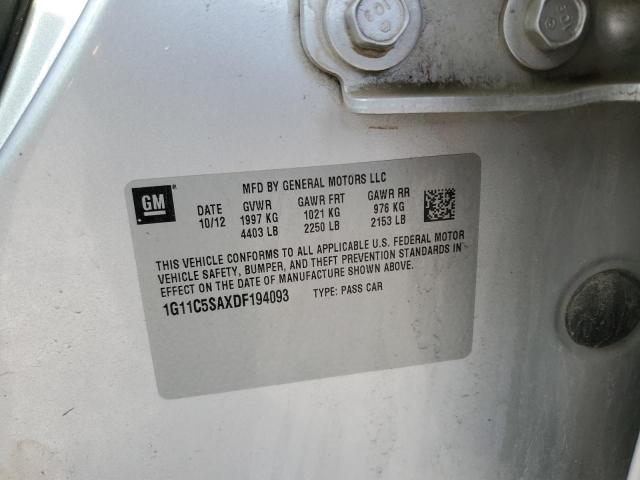 1G11C5SAXDF194093 - 2013 CHEVROLET MALIBU 1LT SILVER photo 12