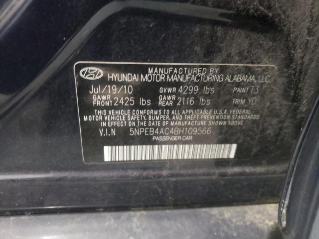 5NPEB4AC4BH109566 - 2011 HYUNDAI SONATA GLS CHARCOAL photo 12