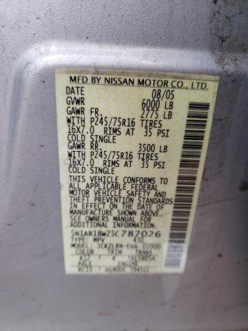 5N1AR18W25C787026 - 2005 NISSAN PATHFINDER LE 银色 照片 12