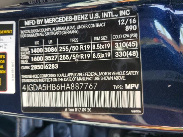 4JGDA5HB6HA887767 - 2017 MERCEDES-BENZ GLE 350 4MATIC BLUE photo 13