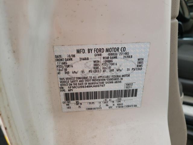 1FMCU59349KA69797 - 2009 FORD ESCAPE HYBRID WHITE photo 13