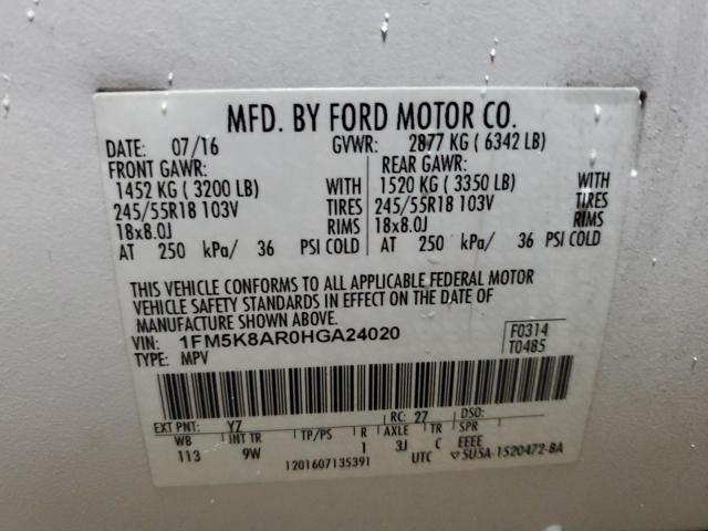 1FM5K8AR0HGA24020 - 2017 FORD EXPLORER POLICE INTERCEPTOR 白色 照片 13