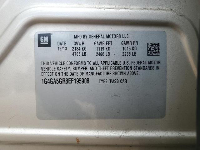 1G4GA5GR8EF195908 - 2014 BUICK LACROSSE BEIGE photo 12