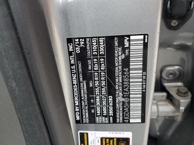4JGDA5HB1EA388564 - 2014 MERCEDES-BENZ ML 350 4MATIC GRAY photo 14