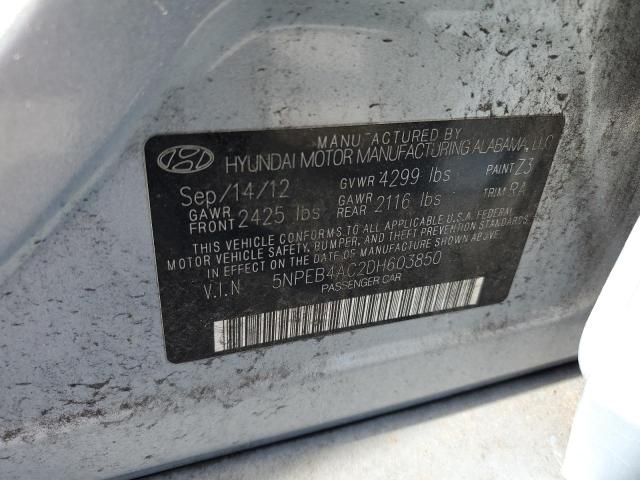 5NPEB4AC2DH603850 - 2013 HYUNDAI SONATA GLS SILVER photo 13