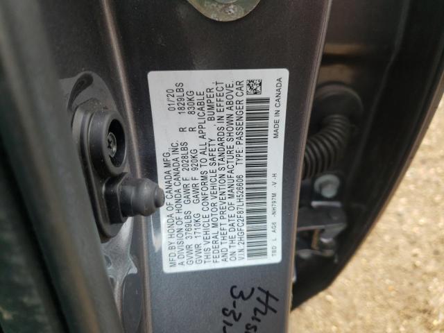 2HGFC2F87LH526606 - 2020 HONDA CIVIC SPORT 灰色 照片 12