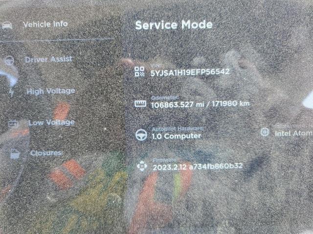 5YJSA1H19EFP56542 - 2014 TESLA MODEL S Білий фото 9