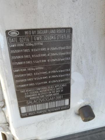 SALAC2V63GA813981 - 2016 LAND ROVER LR4 თეთრი ფოტო 13