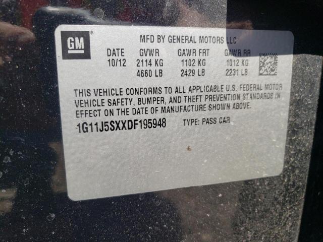 1G11J5SXXDF195948 - 2013 CHEVROLET MALIBU LTZ შავი ფოტო 12